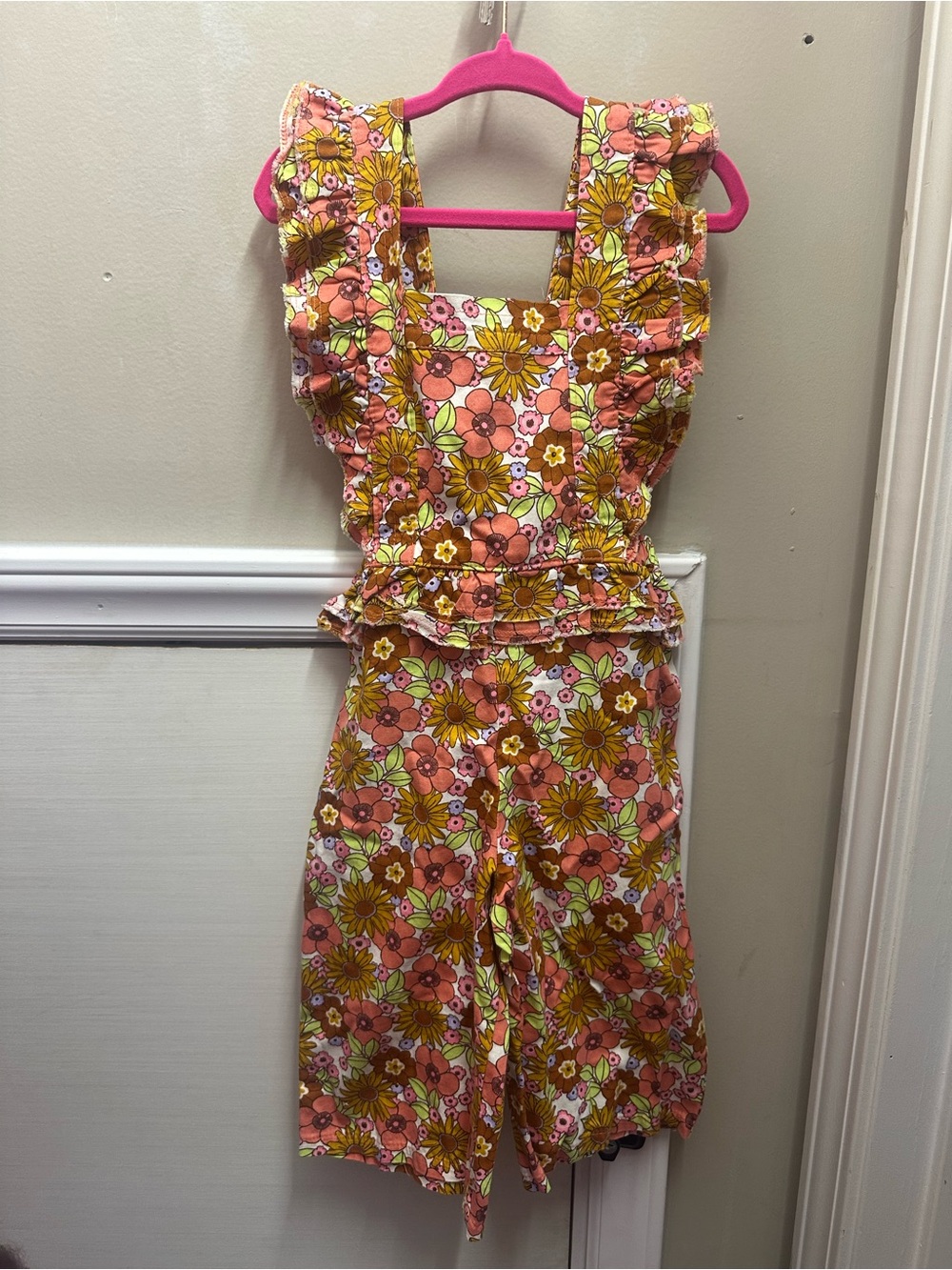 Baby girl retro floral Two Groovy jumpsuit
